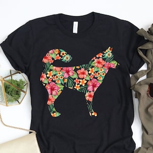 Siberian Husky Flower Shirt / Siberian Husky Shirt / Husky Gifts / Husky Dog / Siberian Huskies / Floral Shirt / Tank Top / Hoodie