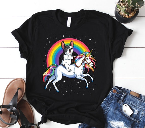 French Bulldog Riding Unicorn Shirt / French Bulldog Shirt / Rainbow Unicorn / French Bulldog Gifts / Frenchie Bulldogs / Tank Top / Hoodie