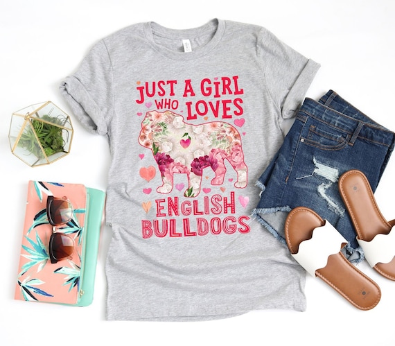 English Bulldog Flower T Shirt Floral Dog Silhouette Gift English Bulldog Flower T Shirt Floral Dog Silhouette Gift