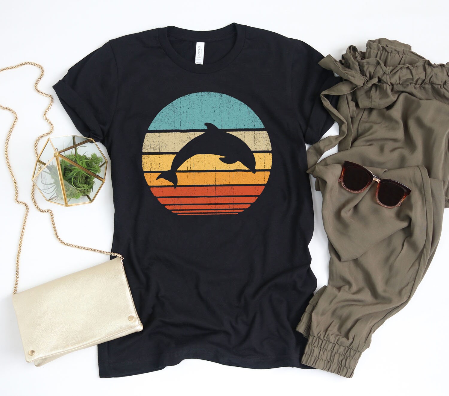 Dolphin Sunset Shirt / Dolphin Shirt / Dolphins Gifts / Dolphin Lover / Retro Vintage / Sea Mammal / Animal Lovers / Tank Top / Hoodie