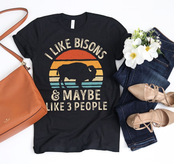 I Like Bisons Retro Shirt / Bison Shirt / Bison Gifts / Buffalo Lover Gift / Vintage Sunset / Animal Lovers / Bison Print / Tank Top Hoodie