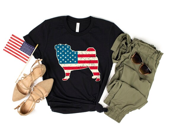 pug 4th of july shirt