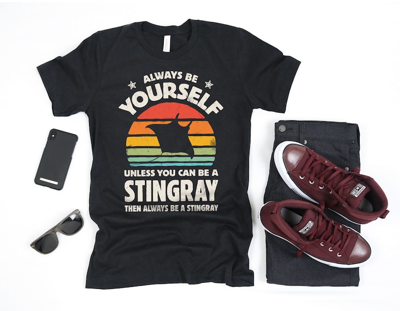 Always Be Yourself Stingray Sunset Shirt / Stingray Shirt / Stingray Gifts / Gift for Stingray Lovers / Retro Vintage / Tank Top / Hoodie image 1
