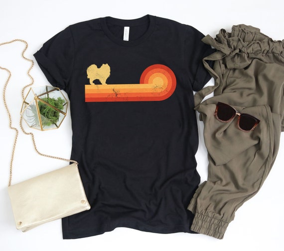 Retro Sunset Pomeranian Silhouette Tshirt Dog Lover Gifts Retro Sunset Pomeranian Silhouette Tshirt Dog Lover Gifts