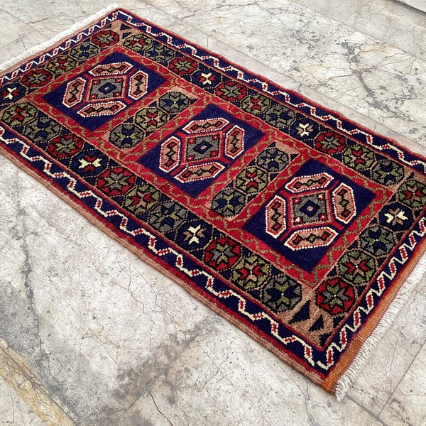 Small rugs,Turkish rugs,3.37x1.93ft,Bohemian rug,vintage rugs,Soft wool rug,Washbasin rug,Door mat,Bedroom rug,Pile rugs,washstand rugs,2805