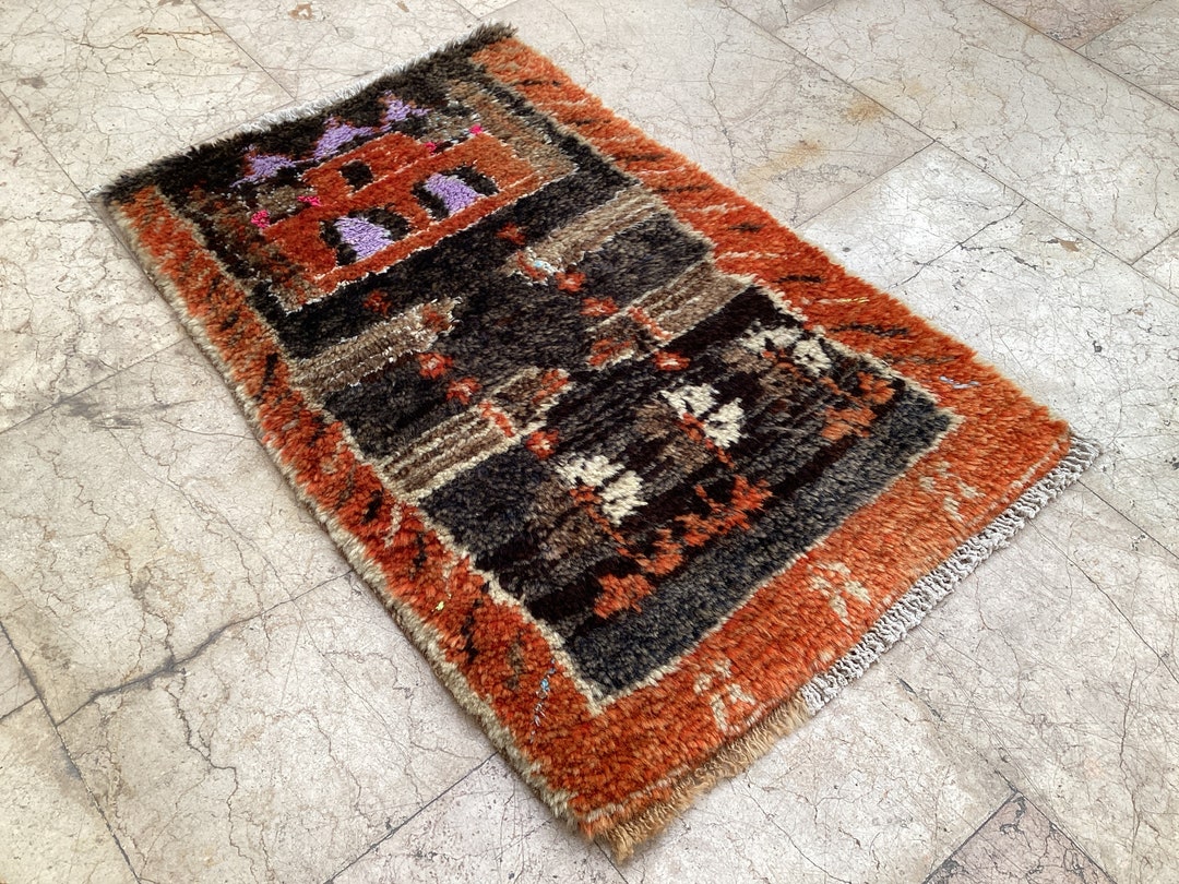 Primitive Vintage Rustic Rug,small Rugs,oriental Rugs,3.18x2.13ft ...