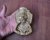 Vintage Lion door gate Knocker Handle Victorian heavy brass door Chest Ring Pull