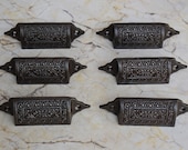 Victorian Cast Iron Cup Pull Handle Rustic Cabinet Kitchen Drawer Handle 6 Pcs