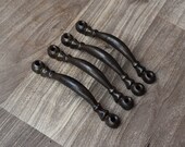 Handmade Victorian cast iron door cabinet screen handles pull rustic 4 Pic