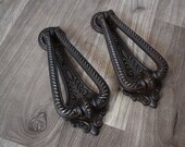 Vintage Hand forged chest door KNOCKER ring Pull drop handle knob 2 pic