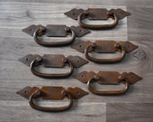 Vintage Handmade Victorian Gothic Iron Door Pull Handles Knocker Vintage 6 pic