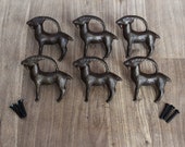 Vintage Cast Iron Kri Kri Goat Pull Drawer Cabinet Knobs Handle Knobs 6 pcs