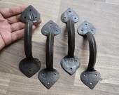 vintage hand forged iron handle door gate screen Knob pull rustic 4 Pic