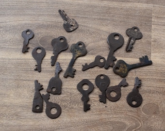 Vintage Metal Used Collectible Various Assorted Keys Pad Lock Key lot of 16 pcs