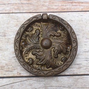 Vintage viktorianische schwere Messing Tür Tor Ring Pull Drop Klopfer Griff rustikal