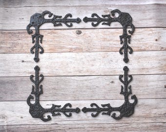 Vintage Type Handmade Cast Iron Furniture Door Table Corner Black Painted Decorative 4pcs set
