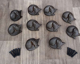 10 pcs iron door knobs cast cabinet Fox drawer handles pull rustic hardwar kitchen knobs metal handle