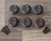 Vintage cast iron cabinet drawer door Moon Face knobs handles pull rustic 6 pcs
