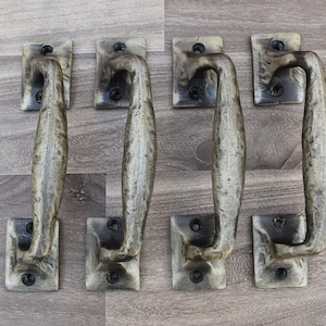 Vintage Cast iron door Gate cabinet screen handles pull bronze Painted 4pcs lot
