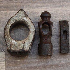 3pc Vintage Old Iron Hammer Heads Blacksmith Tinsmith woodworking primitive Tool