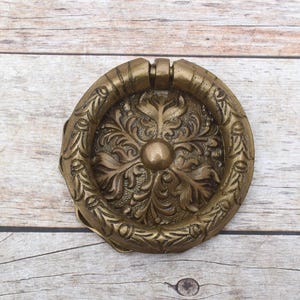 Vintage viktorianische schwere Messing Tür Tor Ring Pull Drop Klopfer Griff rustikal