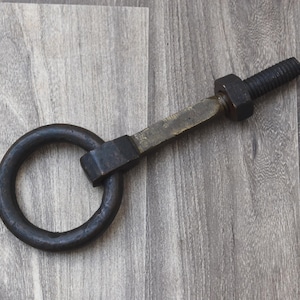Vintage horse Brass tie hitching post ring handmade barn door gate pull handle