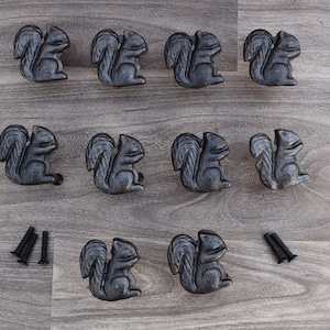 Vintage Squirrel Shape cast iron cabinet drawer door knobs handles pull 10 pcs