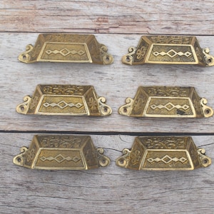 Poignées de porte, tiroir et meuble en laiton style victorien vintage (lot de 6)