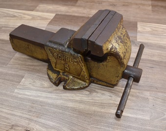 Vtg Iron Large Table Vise Gunsmith Blacksmith Tinsmith Workshop Tool Collectible