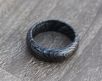 Damascus Steel Ring Band Custom Width Handmade Damascus Ring Men Wedding Ring