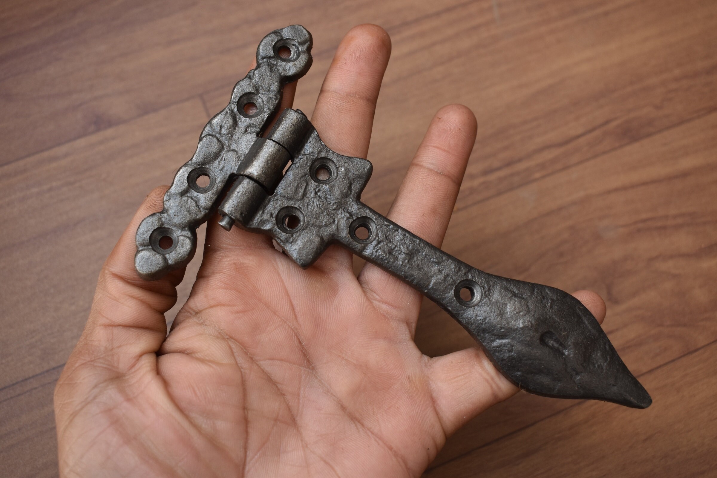Vintage Cast Iron Handmade French Gate Door Hinges Head Barn Rusty 4 ...