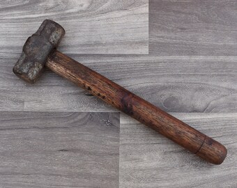 Vintage Blacksmith Hammer Iron Handforged Wood Working Square Double Head Hammer with wooden handle Workshop Tool