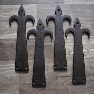 Vintage Iron Hinges Odd Hand Forged Iron Strap Barn Gate Farm Decorative 4 Pic