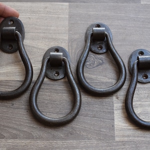 Vintage Iron Hand forged Door Gate Handle knocker Pull Drop Farm Decor 4 Pic