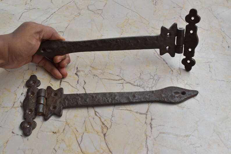 Vintage iron handmade french gate door hinges Decorative head Etsy