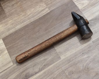 Blacksmith Hammer Iron Handforged Wood Working Round Herd Hammer Tool Workshop 34 oz
