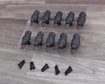 Vintage OWL Shape cast iron cabinet drawer door knobs handles pull rustic 10 pcs