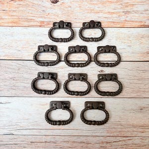 Tirador de puerta de cofre de hierro fundido VINTAGE hecho a mano, anilla para cajón, pomo de tirador, 10 piezas