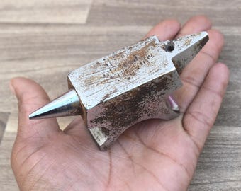 Yunque de hierro mini de doble cuerno de herrero platero vintage, pisapapeles de 17 oz