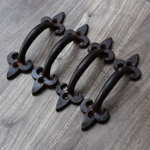 cast iron Victorian door pull handle barn door cabinet gate Handle rustic 4 Pic