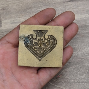Vintage Collectible indian Brass Bronze Jewelry Die Mold flower Hand Engraved Die