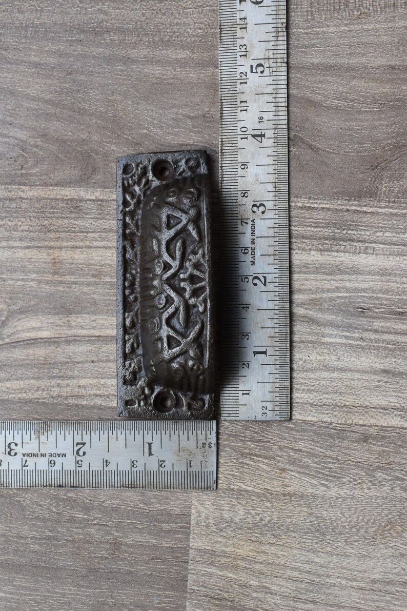 Victorian cast iron Cup cabinet drawer door knobs handles pull rustic 6 pcs