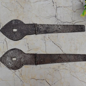 Vintage Iron hinges handmade French Gothic gate door tool chest hinges 2 pcs