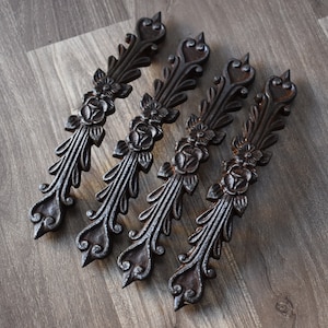 cast iron Flower door pull handle barn door cabinet gate Handle rustic 4 Pic