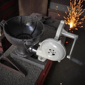 Blacksmith Forge with Hand Blower: Vintage Style Iron Coal Furnace
