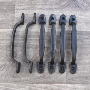 Vintage Cast iron door Handle screen cabinet Furniture Gate handle Knob pull rustic 6 pcs
