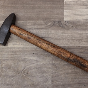 Handmade Used Blacksmith Iron Hammer Wood Working Square Head Hammer Tool Workshop