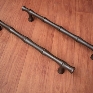 Vintage 15.5&quot; inch cast iron door handle extra large heavy Gate cabinet screen handle pull rustic Handmade 2 Pcs lot