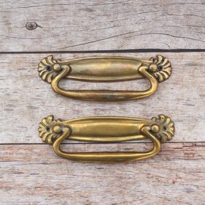 Maniglia per porta in ottone stile vintage, pomello vittoriano ad anello, maniglia a goccia, 2 pezzi