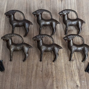 Vintage Cast Iron Kri Kri Goat Pull Drawer Cabinet Knobs Handle Knobs 6 pcs